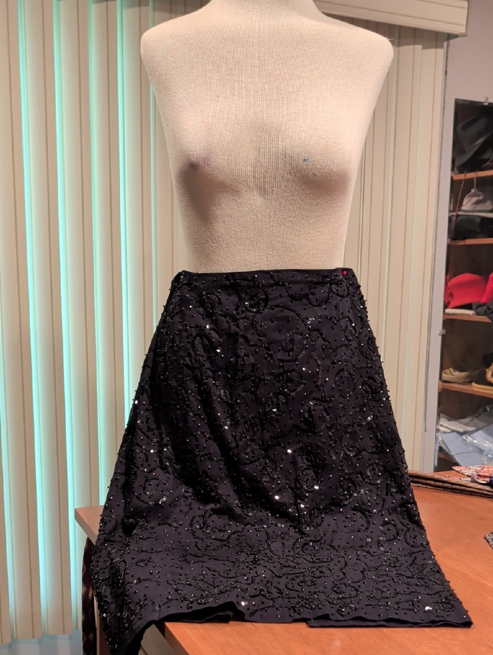 Black Beaded Fancy Skirt - Elegant Evening Wear